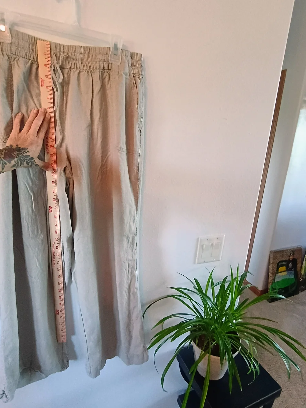 Lane Bryant Linen Blend Pull On Pants Beige Drawstring Relaxed Women's 16